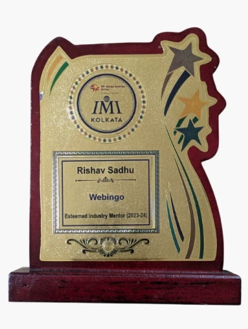 Esteemed Industry Mentor Recognition - IMI Kolkata