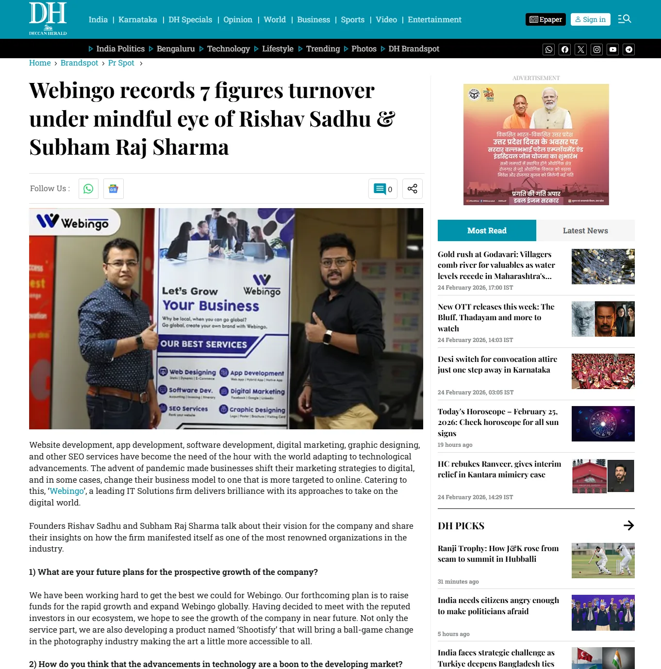Deccan Herald brand spot for Webingo